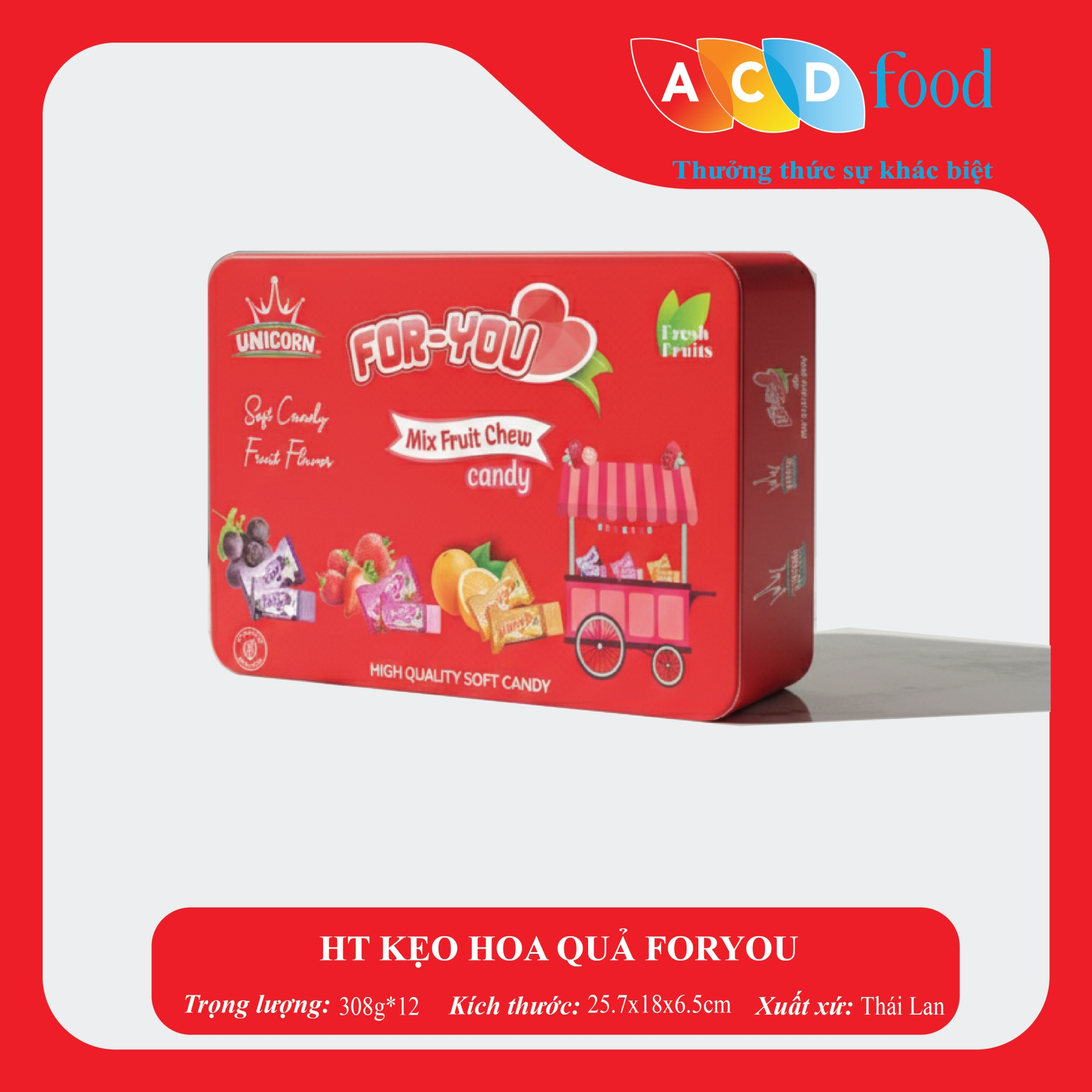 HỘP THIẾC KẸO HOA QUẢ FOR YOU